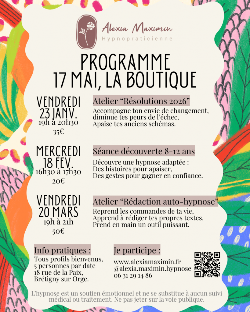 programme atelier 17 mai la boutique. Atelier résolution 2026